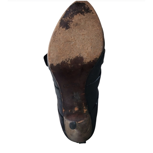 Coach Tessie Black Leather Ankle Moto High Heel Buckle Boots Booties Siz… - Picture 7 of 16